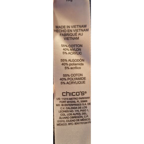 Chico's 2 Women Large Green/ Cream Color Block Ribbed Long Sleeve Tunic Top - Picture 5 of 7